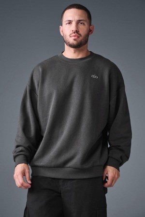 Anthracite Men Alo Yoga Accolade Crew Neck Pullover | Australia 76039-QNBJ