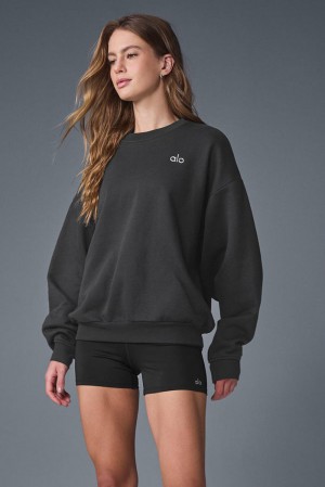 Anthracite Women Alo Yoga Accolade Crew Neck Pullover | Australia 37265-IGYF
