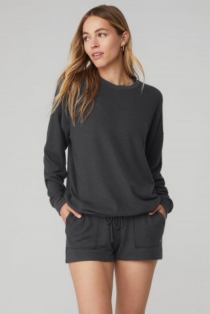 Anthracite Women Alo Yoga Soho Pullover | Australia 70324-OSTR