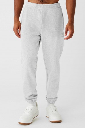 Athletic Heather Grey Men Alo Yoga Cuffed Renown Heavy Weight Sweatpant | Australia 60218-VOBK