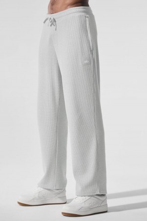 Athletic Heather Grey Men Alo Yoga Elevate Waffle Straight Leg Pant | Australia 40796-QLJR