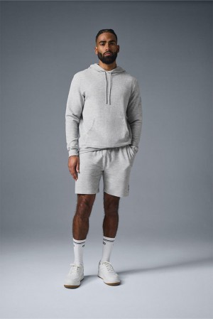Athletic Heather Grey Men Alo Yoga Micro Waffle Fast Break Hoodie | Australia 68905-BMLX