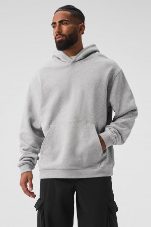 Athletic Heather Grey Men Alo Yoga Renown Heavy Weight Hoodie | Australia 41897-XUMQ