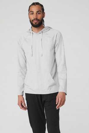 Athletic Heather Grey Men Alo Yoga The Conquer Hoodie | Australia 93528-OKAU