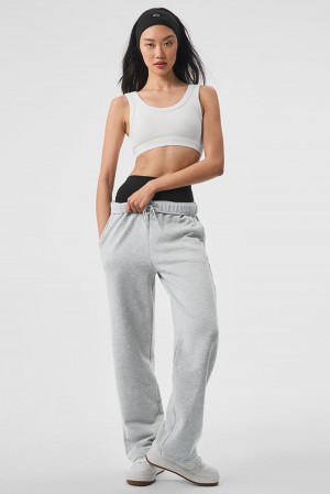Athletic Heather Grey Women Alo Yoga Accolade Straight Leg Sweatpant | Australia 27184-BRVP
