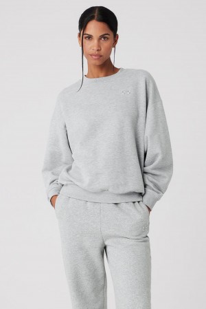 Athletic Heather Grey Women Alo Yoga Accolade Crew Neck Pullover | Australia 25910-AXVK