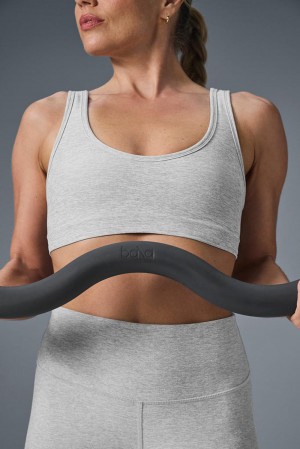 Athletic Heather Grey Women Alo Yoga Alosoft Center Stage Bra | Australia 65130-QDVN