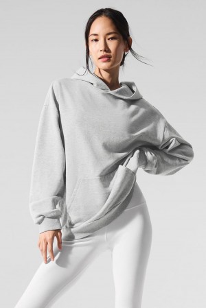 Athletic Heather Grey Women Alo Yoga Chill Hoodie | Australia 90318-CGYX