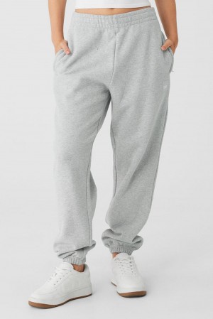 Athletic Heather Grey Women Alo Yoga Cuffed Renown Heavy Weight Sweatpant | Australia 16953-JWUX