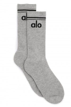Athletic Heather Grey / Black Men Alo Yoga Unisex Throwback Sock | Australia 71809-VWSA