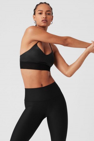 Black Glossy / Black Women Alo Yoga Lavish Bra | Australia 25473-QNWE