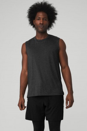 Black Heather Men Alo Yoga The Triumph Muscle Tank | Australia 91807-RGZV