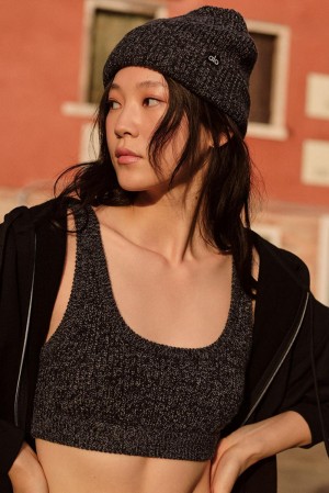 Black Marl Women Alo Yoga Marl Sweater Bra | Australia 90128-BGWD
