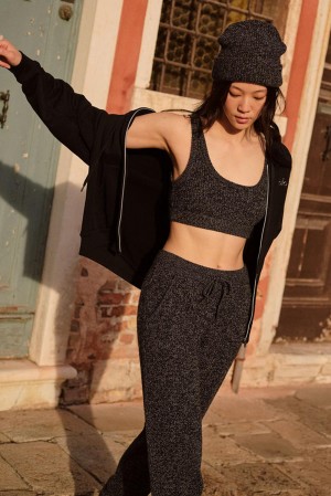 Black Marl Women Alo Yoga Marl Sweater Pant | Australia 81439-COVS
