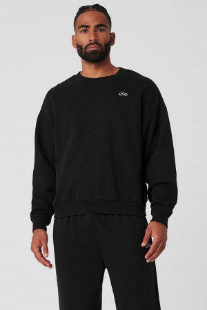 Black Men Alo Yoga Accolade Crew Neck Pullover | Australia 85270-IXZR