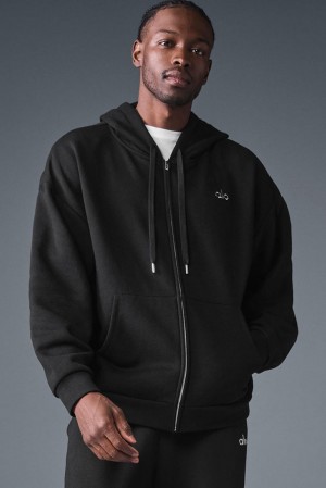 Black Men Alo Yoga Accolade Full Zip Hoodie | Australia 26154-GVFK