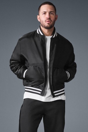 Black Men Alo Yoga Afterglow Varsity Jacket | Australia 30175-NBKO
