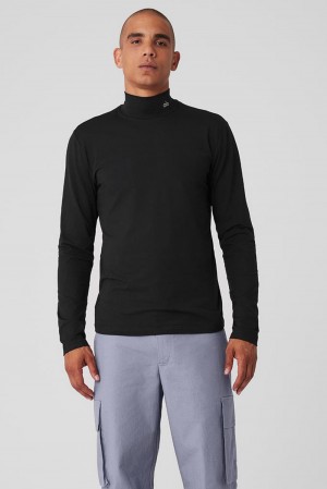 Black Men Alo Yoga Conquer Reform Mock Neck Long Sleeve | Australia 73265-ZKED