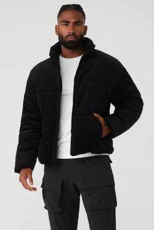 Black Men Alo Yoga Corduroy Stage Puffer Jacket | Australia 04876-XIFU