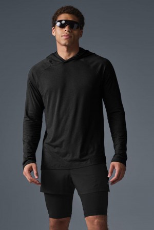 Black Men Alo Yoga Core Runner Hoodie | Australia 84123-TIHF