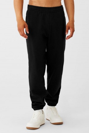 Black Men Alo Yoga Cuffed Renown Heavy Weight Sweatpant | Australia 58392-TBGF