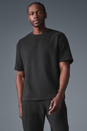 Black Men Alo Yoga Double Take Short Sleeve | Australia 84576-RDSO