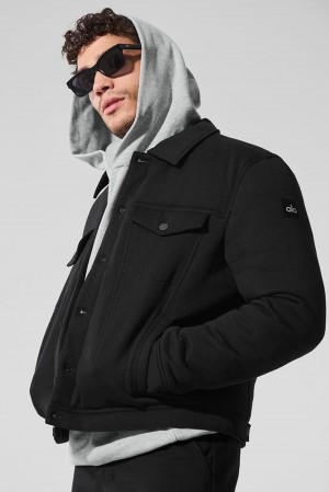 Black Men Alo Yoga Ease Trucker Jacket | Australia 38967-OTEA