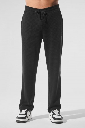 Black Men Alo Yoga Elevate Waffle Straight Leg Pant | Australia 13498-VFZJ