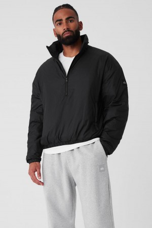 Black Men Alo Yoga Latitude Light Weight 1/2 Zip Pullover Jacket | Australia 38027-MGSA