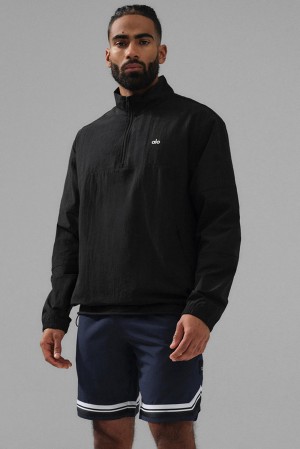 Black Men Alo Yoga Lightweight Takeaway Track Pullover | Australia 37924-FIOR