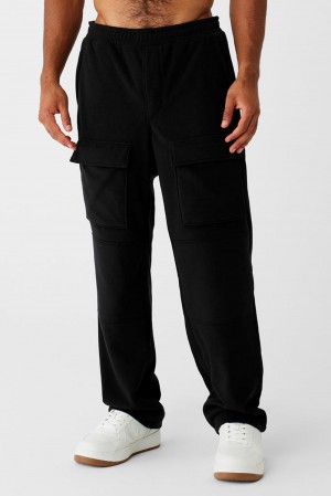 Black Men Alo Yoga Polar Fleece Ridge Cargos Pant | Australia 65970-LWBV