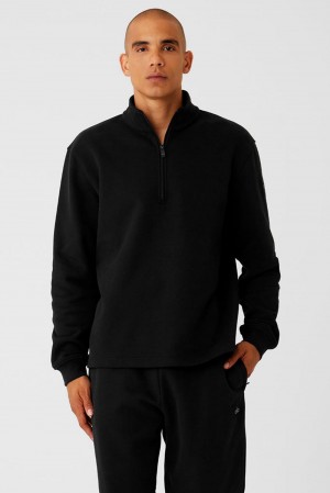 Black Men Alo Yoga Renown Heavy Weight 1/4 Zip Hoodie | Australia 50632-QPLA