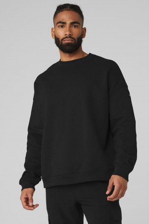 Black Men Alo Yoga Renown Heavy Weight Crew Neck Pullover | Australia 25936-BHPX