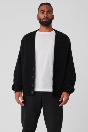 Black Men Alo Yoga Scholar Cardigan Sweater | Australia 12546-VOCX