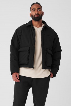 Black Men Alo Yoga Voyage Utility Cargo Jacket | Australia 16783-ZAUR
