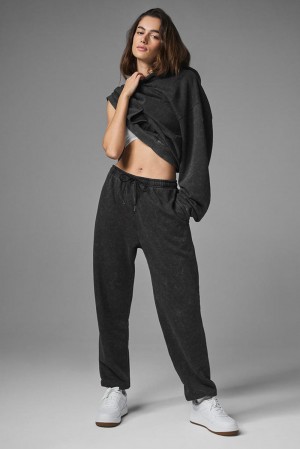 Black Wash Women Alo Yoga Chill Vintage Wash Sweatpant | Australia 64015-TULG