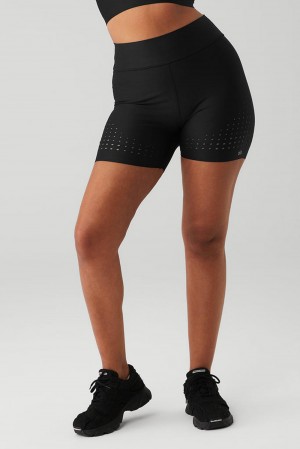 Black Women Alo Yoga 5" Airlift High-Waist Laser Cut Speedy Short | Australia 38271-JFBP