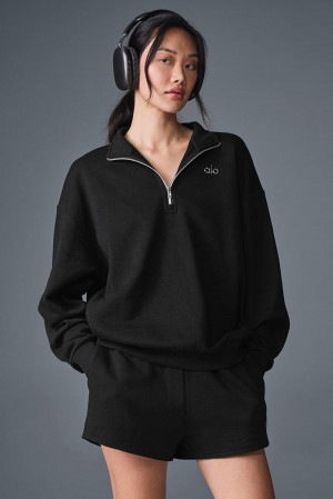 Black Women Alo Yoga Accolade 1/4 Zip Pullover | Australia 74053-CDUK