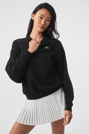 Black Women Alo Yoga Accolade Crew Neck Pullover | Australia 02635-UZSI