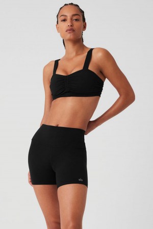 Black Women Alo Yoga Airbrush Cinch Bra | Australia 15307-TFSX