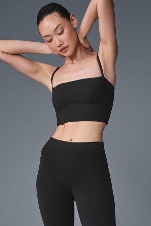 Black Women Alo Yoga Airbrush Streamlined Bra Tank | Australia 04738-VNWI