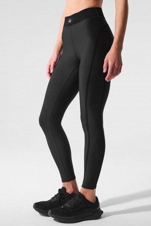 Black Women Alo Yoga Airlift High-Waist 7/8 Line Up Legging | Australia 59372-WETS