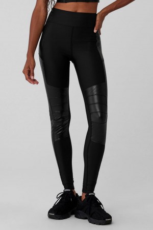 Black Women Alo Yoga Airlift Winter Warm High-Waist Supermoto Legging | Australia 90614-MSNA