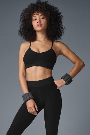 Black Women Alo Yoga Alosoft Head Start Bra | Australia 53726-BRYX