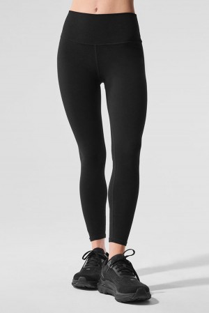 Black Women Alo Yoga Alosoft High-Waist 7/8 Highlight Legging | Australia 13542-JFUD