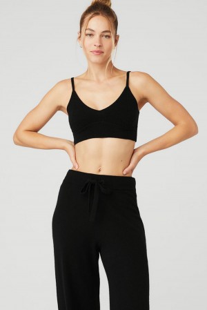 Black Women Alo Yoga Cashmere Jet Set Bra | Australia 09813-VEAW