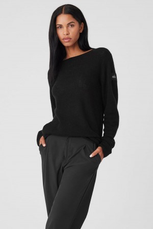 Black Women Alo Yoga Cashmere Reform Long Sleeve | Australia 96170-XDWG