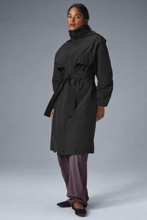 Black Women Alo Yoga Crinkle On The Move Trench Coat | Australia 76209-YWLI