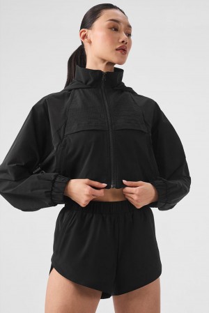 Black Women Alo Yoga Cropped Playmaker Jacket | Australia 13289-WUVF