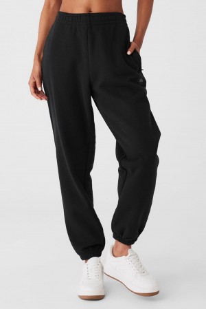 Black Women Alo Yoga Cuffed Renown Heavy Weight Sweatpant | Australia 91025-VHDQ